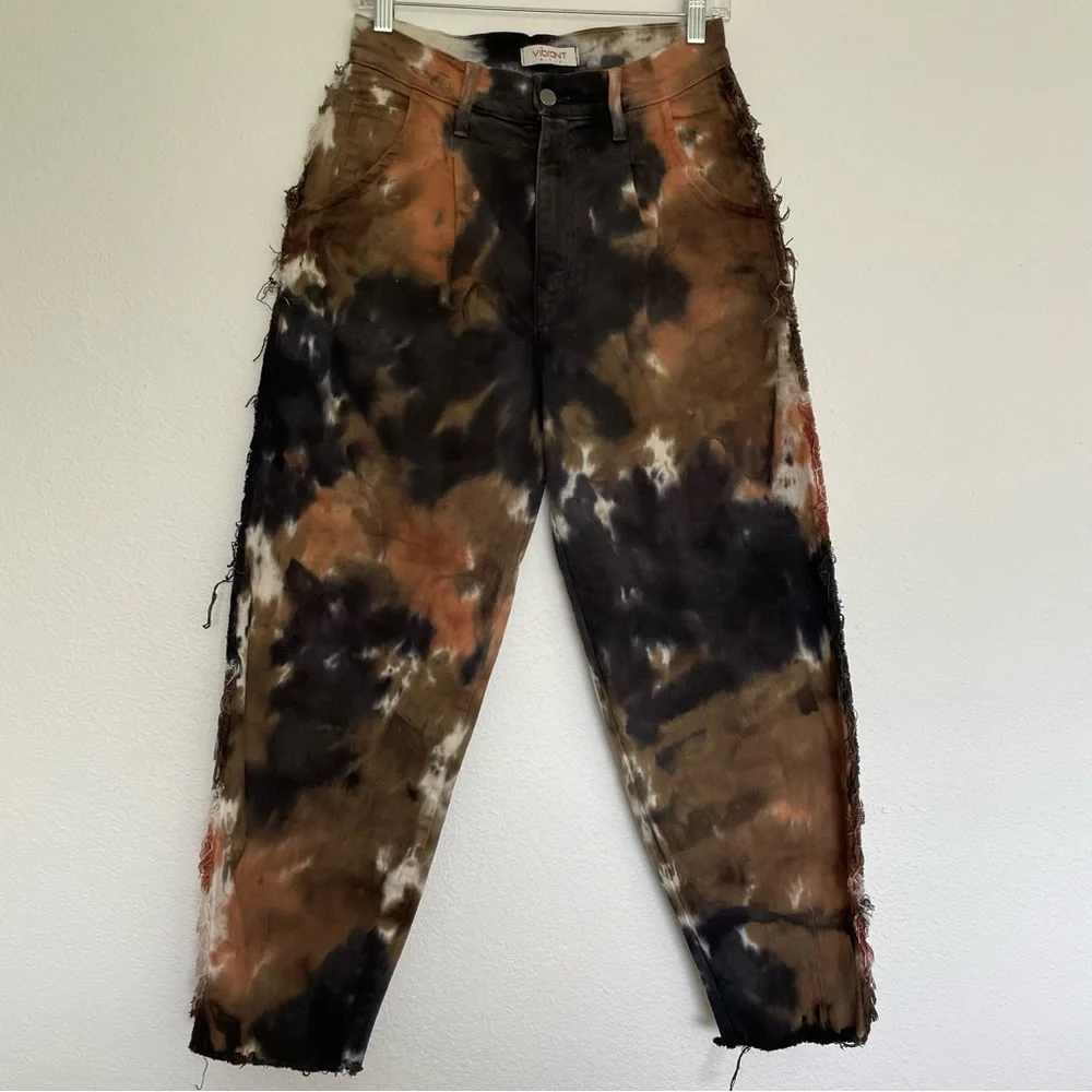 Vibrant M.i.U "Detailed Outseam Slouch Jeans in Tie Dye" Size 7/27 - Picture 1 of 10